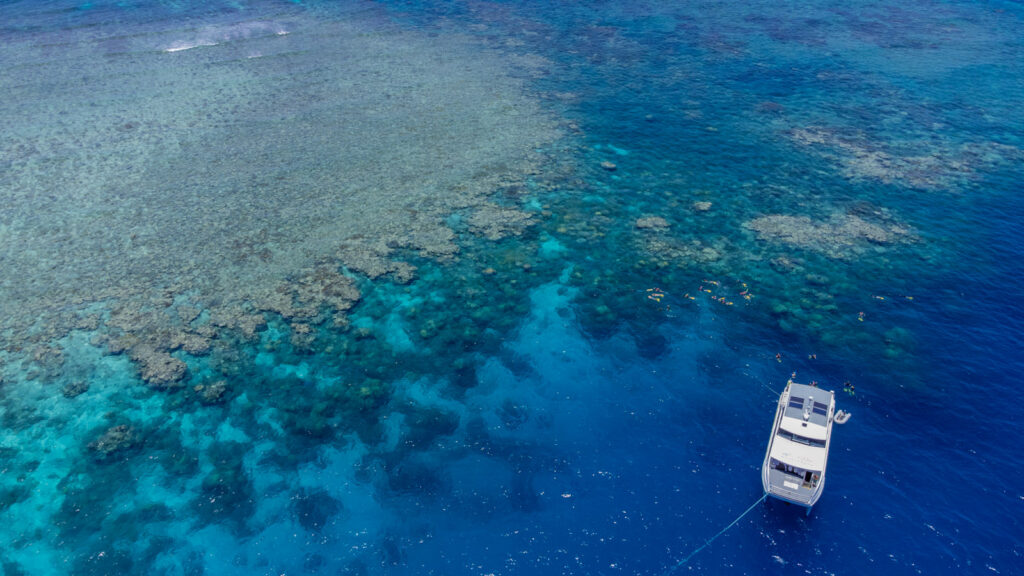 Ein Teil des Great Barrier Reefs von oben