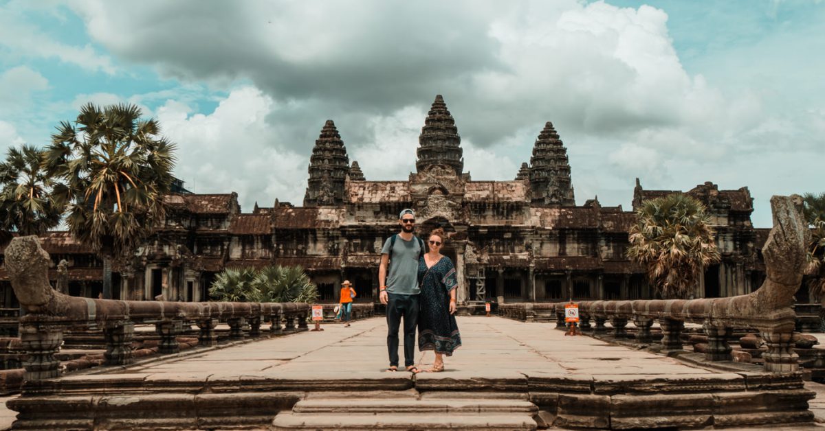 Wir vor Angkor Wat, Kambodscha